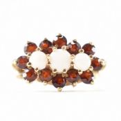 HALLMARKED 9CT GOLD OPAL & GARNET RING