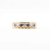 HALLMARKED 9CT GOLD WHITE & BLUE STONE RING