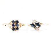TWO VINTAGE 9CT GOLD & SAPPHIRE RINGS