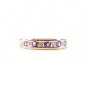 HALLMARKED 9CT AMETHYST & DIAMOND HALF ETERNITY RING