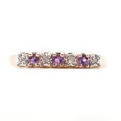 HALLMARKED 9CT GOLD AMETHYST & DIAMOND RING