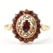 HALLMARKED 9CT GOLD & GARNET CLUSTER RING