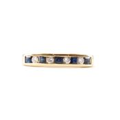 HALLMARKED 9CT GOLD SAPPHIRE & DIAMOND HALF ETERNITY RING