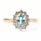 HALLMARKED 9CT GOLD TOPAZ & DIAMOND CLUSTER RING