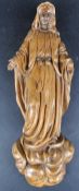 EARLY 20TH CENTURY FRUITWOOD CARVING OF THE VIRGIN MARY