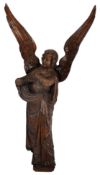 LARGE 20TH CENTURY CARVED WINGED ANGEL