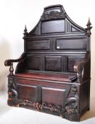 VICTORIAN 19TH CENTURY GOTHIC HALL BENCH SETTLE