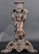 19TH CENTURY BRONZE FIGURAL CHERUB CANDLESTICK