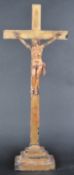 19TH CENTURY GILT WOOD STANDING CHURCH ALTAR CRUCIFIX