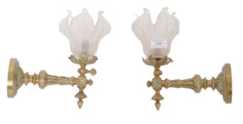 MATCHING PAIR OF 19TH CENTURY VICTORIAN BRASS SCONCES