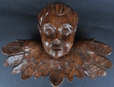 EARLY 20TH CENTURY CARVED OAK CHERUB WALL PANEL