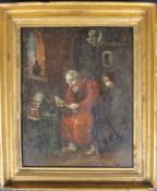 ITALIAN SCHOOL - OIL ON BOARD PAINTING STUDY OF RED PRIEST