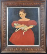 19TH CENTURY OIL ON BOARD PORTRAIT MANNER OF AMMI PHILIPS