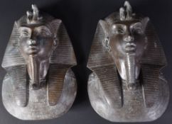 PAIR OF 20TH CENTURY EGYPTIAN PHARAOH MUMMY MASKS