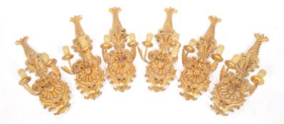 SET OF SIX ITALIAN GILTWOOD WALL SCONCES