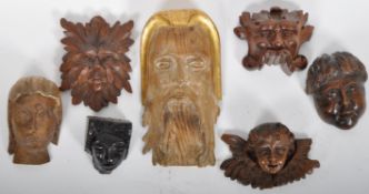 COLLECTION OF 19TH & 20TH CENTURY ECCLESIASTICAL CARVED HEADS