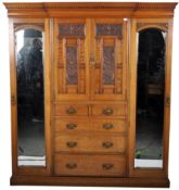 19TH CENTURY VICTORIAN FIGURED AND POLLARD OAK WARDROBE