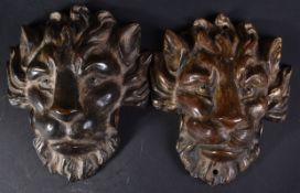 PAIR OF 19TH CENTURY BRONZE LION FACE MASKS