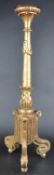 TALL CARVED 19TH CENTURY GILT WOOD CHURCH ALTAR CANDLESTICK
