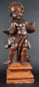 LARGE 19TH CENTURY CARVED WOOD CHERUB FIGURINE