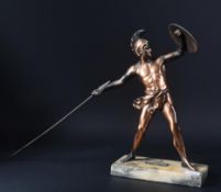 DECORATIVE BRONZE OF ACHILLES ON MARBLE BASE