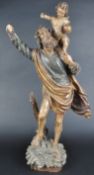 EARLY 19TH CENTURY ITALIAN CARVED STATUE OF SAINT CHRISTOPHER