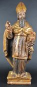 POLYCHROME CARVED WOOD FIGURE OF A BISHOP SAINT