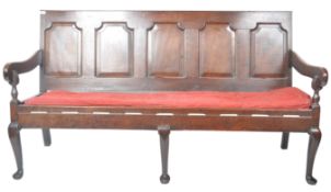 19TH CENTURY CARVED OAK SETTLE BENCH