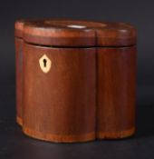 GEORGE III TREFOIL MAHOGANY TEA CADDY
