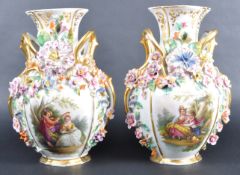 PAIR OF 19TH CENTURY GERMAN CONTINENTAL PORCELAIN VASES