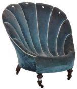 VICTORIAN 19TH CENTURY MAHOGANY OYSTER BACK ARMCHAIR