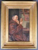 20TH CENTURY OIL ON BOARD PORTRAIT OF A MONK