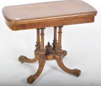 MID 19TH CENTURY WALNUT AND MAHOGANY CARD TABLE