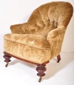 WILLIAM IV 19TH CENTURY MAHOGANY BUTTON BACK ARMCHAIR