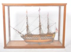 LARGE EARLY 20TH CENTURY CASED MODEL OF HMS VICTORY