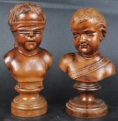 PAIR OF 19TH CENTURY FRUITWOOD CARVED BUSTS