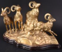 19TH CENTURY GILDED BRONZE GOAT FIGURINE GROUP