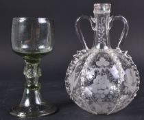 18TH CENTURY DUTCH DECANTER & ROMER STYLE WINE GLASS