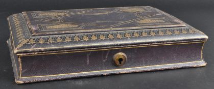 19TH CENTURY GILT LEATHER TOOLED STATIONARY BOX