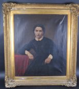 19TH CENTURY OIL ON CANVAS PORTRAIT OF A YOUNG WOMAN