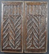 18TH CENTURY PAIR OF OAK CARVED CHURCH PANELS