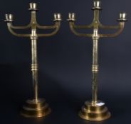 PAIR OF 19TH CENTURY GOTHIC BRASS CANDLESTICKS