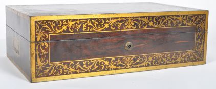 19TH CENTURY BRASS BOUND AND ROSEWOOD BOX