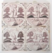 FOUR PART 18TH CENTURY DELFT DUTCH WEDDING TILES
