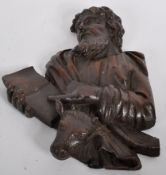 20TH CENTURY OAK WALL CARVING OF A RELIGIOUS FIGURE