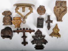 COLLECTION OF WOODEN BRACKETS & SHELVES
