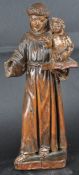 19TH CENTURY CARVED WOOD RELIGIOUS FIGURE OF ST FRANCIS