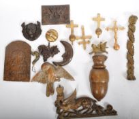 COLLECTION OF 19TH/20TH CENTURY WOOD CARVED WALL RELIEFS