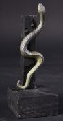 19TH CENTURY BRONZE SNAKE ON STAND