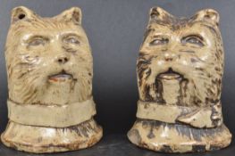 A MATCHING PAIR OF 19TH CENTURY CLAY CAT MONEY BOXES